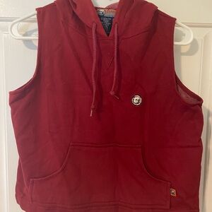 Bulldog vintage red maroon vest sweatshirt hooded